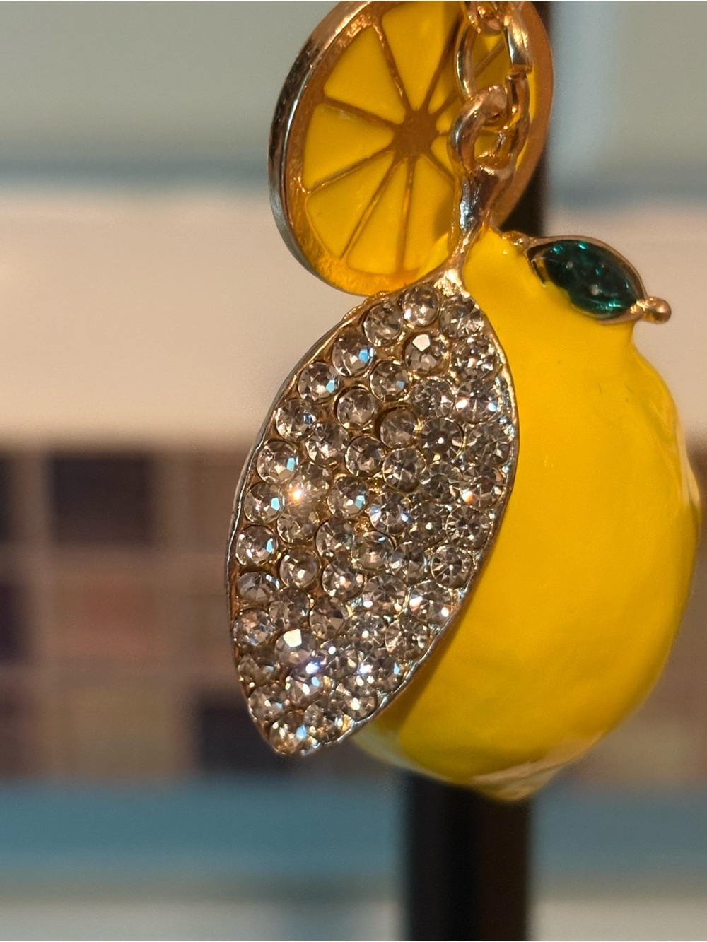 Yellow Lemon Crystal Keychain Charm - Unbranded - Picture 3 of 4